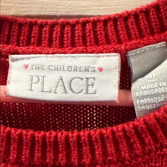 The Children’s Place Festive Red Knit Dress with Snowman and Tree Design - Picture 3 of 8